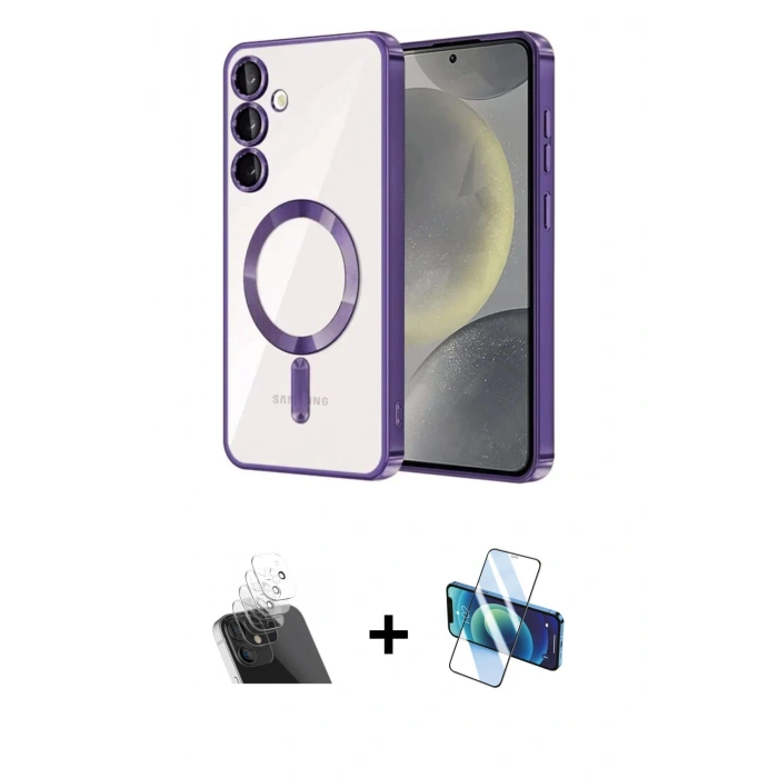 MARSİLYAN™- Galaxy A54 5G Kılıf Nova Işık Özel Seri - Siyah 3D Antistatik Seramik Nano Ekran Koruyucu + Kamera Lens Koruma Cam - SF