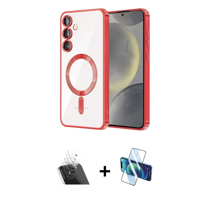 MARSİLYAN™- Galaxy A54 5G Kılıf Nova Işık Özel Seri - Siyah 3D Antistatik Seramik Nano Ekran Koruyucu + Kamera Lens Koruma Cam - SF