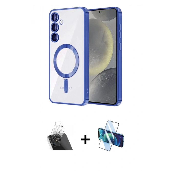 MARSİLYAN™- Galaxy A54 5G Kılıf Nova Işık Özel Seri - Siyah 3D Antistatik Seramik Nano Ekran Koruyucu + Kamera Lens Koruma Cam - SF