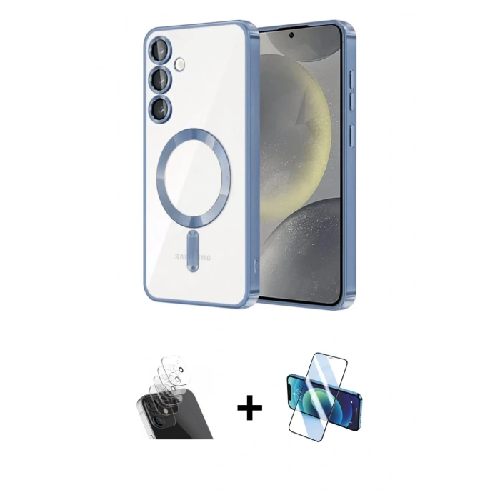 MARSİLYAN™- Galaxy A54 5G Kılıf Nova Işık Özel Seri - Siyah 3D Antistatik Seramik Nano Ekran Koruyucu + Kamera Lens Koruma Cam - SF