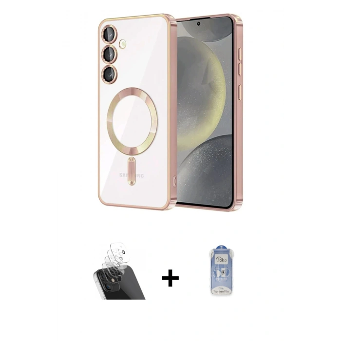 MARSİLYAN™- Galaxy A54 5G Kılıf Nova Işık Özel Seri - Siyah Joko Magic 5D Cam + Kamera Lens Koruma Cam - SF