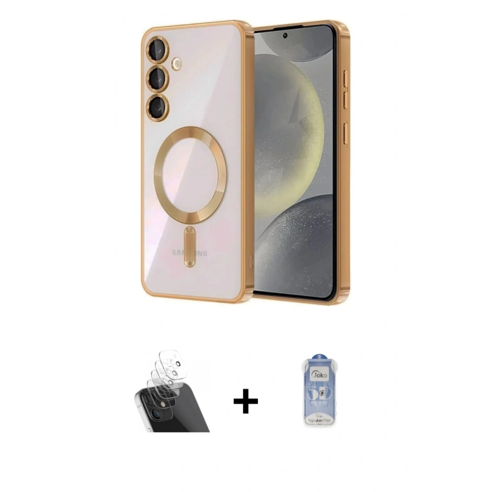 MARSİLYAN™- Galaxy A54 5G Kılıf Nova Işık Özel Seri - Siyah Joko Magic 5D Cam + Kamera Lens Koruma Cam - SF