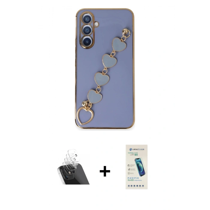 MARSİLYAN™- Galaxy A54 5G Kılıf Nova Işık Prime - Şeffaf Pasifik Cam Ekran Koruyucu + Şeffaf Kamera Lens Koruma Cam