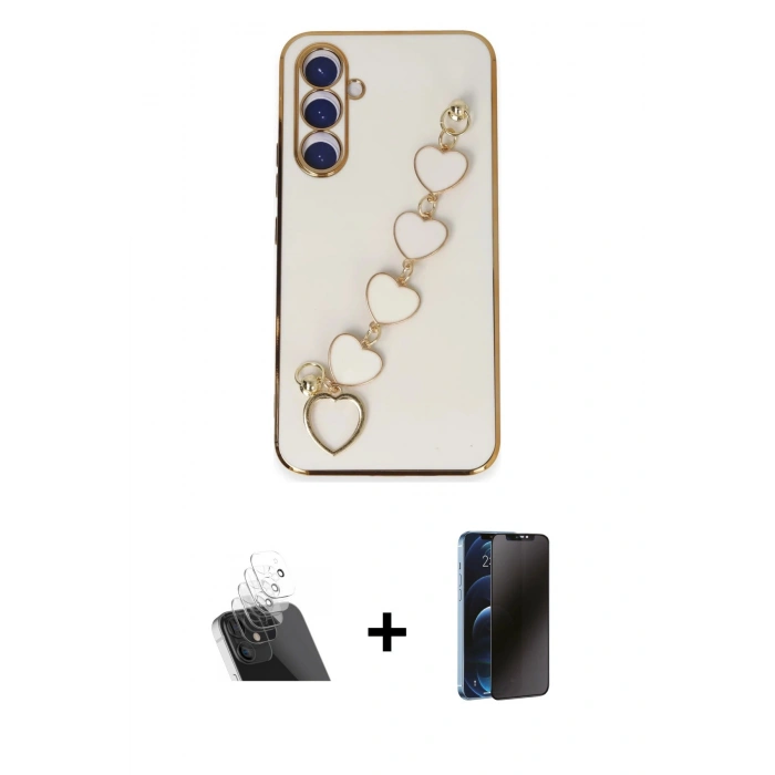 MARSİLYAN™- Galaxy A54 5G Kılıf Nova Işık Prime - Siyah 3D Antistatik Hayalet Cam Ekran Koruyucu + Kamera Lens Koruma Cam - SF