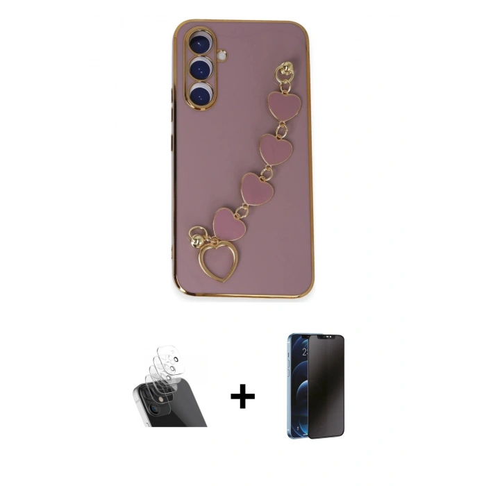 MARSİLYAN™- Galaxy A54 5G Kılıf Nova Işık Prime - Siyah 3D Antistatik Hayalet Cam Ekran Koruyucu + Kamera Lens Koruma Cam - SF