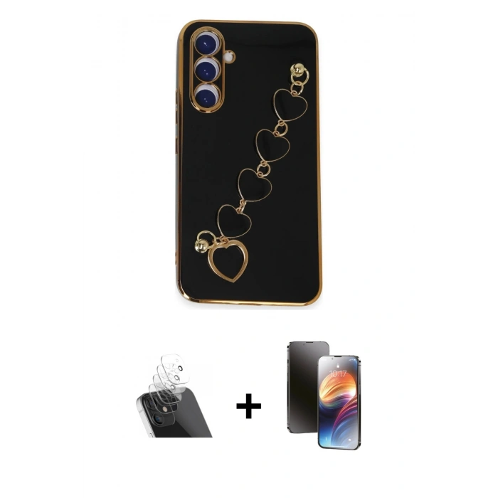 MARSİLYAN™- Galaxy A54 5G Kılıf Nova Işık Prime - Siyah 3D Antistatik Mat Seramik Nano Ekran Koruyucu + Kamera Lens Koruma Cam - SF
