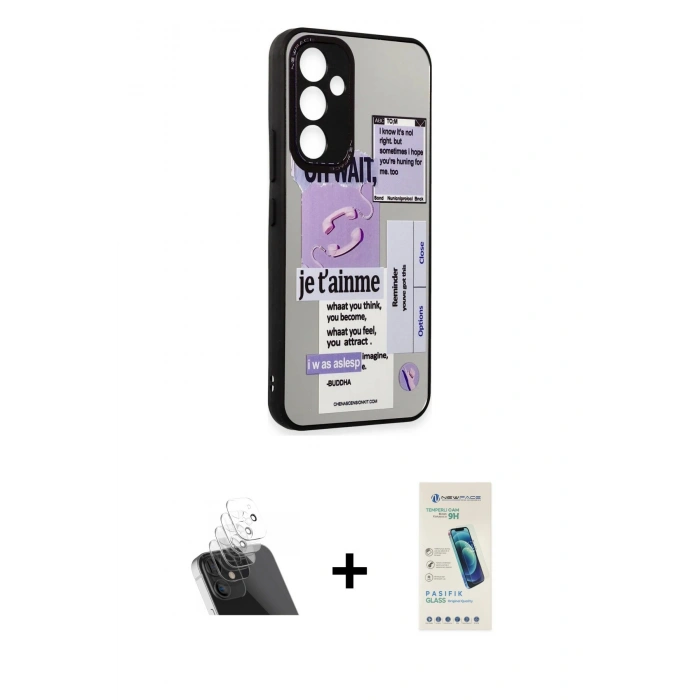 MARSİLYAN™- Galaxy A54 5G Kılıf Odak Klasik Serisi - Şeffaf Pasifik Cam Ekran Koruyucu + Kamera Lens Koruma Cam - SF