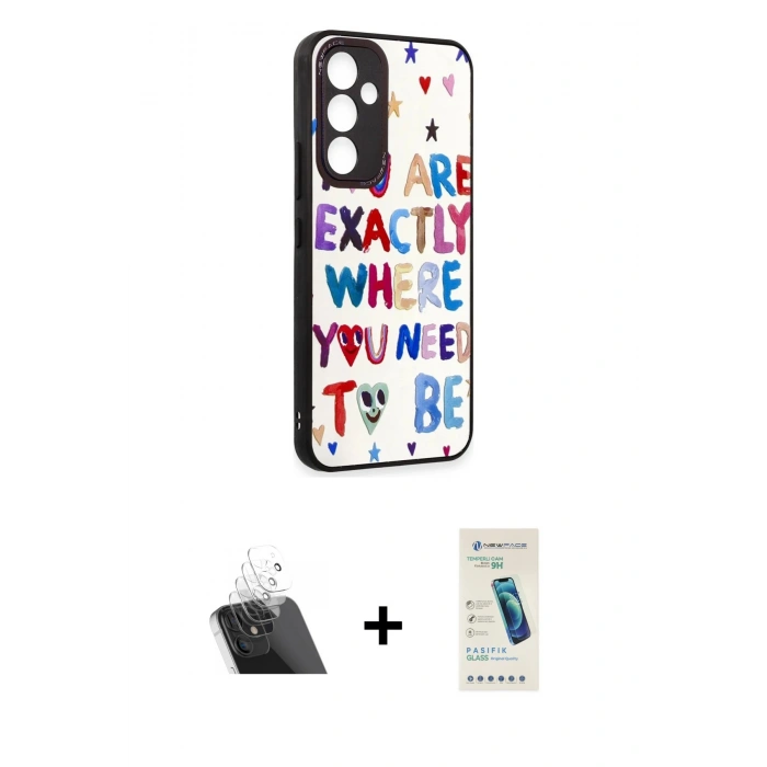MARSİLYAN™- Galaxy A54 5G Kılıf Odak Klasik Serisi - Şeffaf Pasifik Cam Ekran Koruyucu + Kamera Lens Koruma Cam - SF