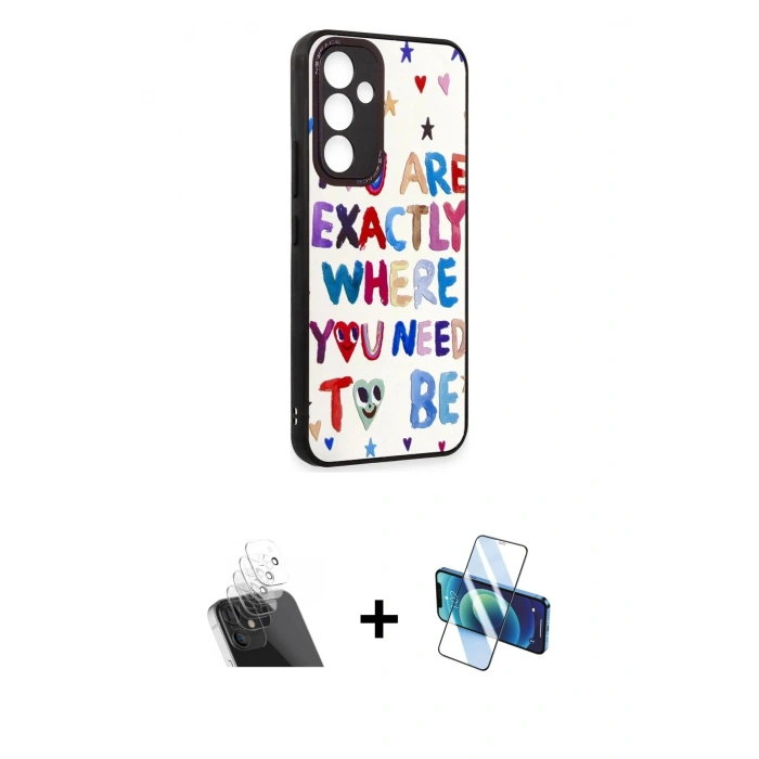 MARSİLYAN™- Galaxy A54 5G Kılıf Odak Klasik Serisi - Siyah 3D Antistatik Seramik Nano Ekran Koruyucu + Kamera Lens Koruma Cam - SF