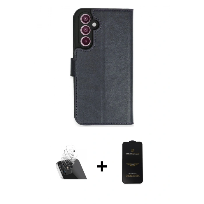 MARSİLYAN™- Galaxy A54 5G Kılıf Siluet Işık Serisi - Siyah 6D Antistatik Mat Seramik Hayalet Nano Ekran Koruyucu + Kamera Lens Koruma Cam - SF