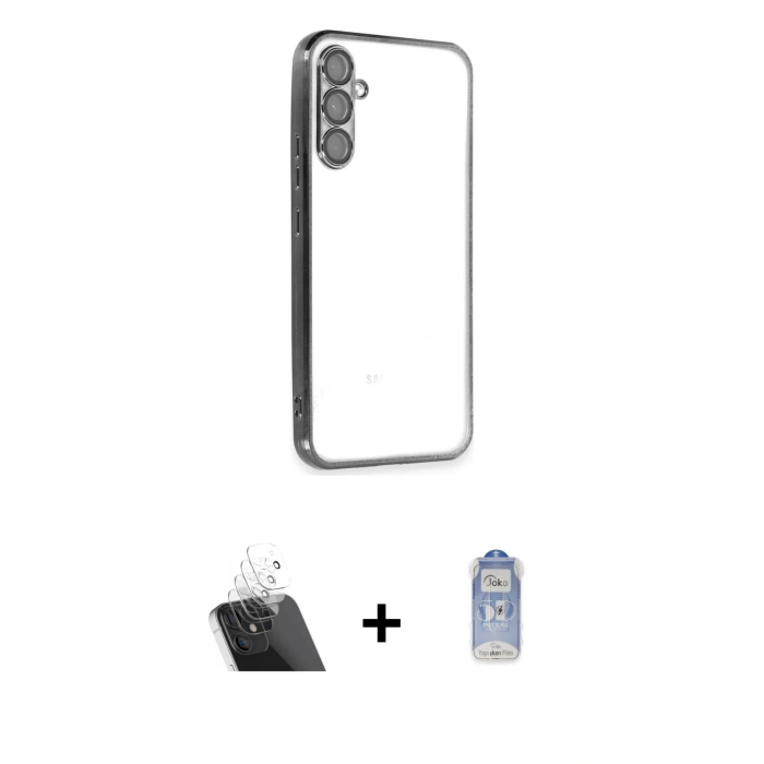 MARSİLYAN™- Galaxy A54 5G Kılıf Vadi Minimal - Siyah Joko Magic 5D Cam + Kamera Lens Koruma Cam - SF