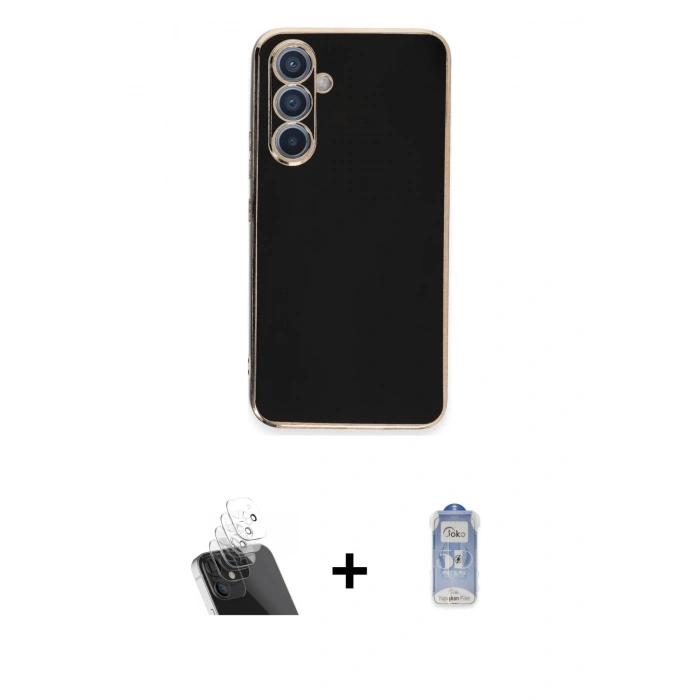 MARSİLYAN™- Galaxy A54 5G Kılıf Yankı Serisi - Siyah Joko Magic 5D Cam + Kamera Lens Koruma Cam - SF
