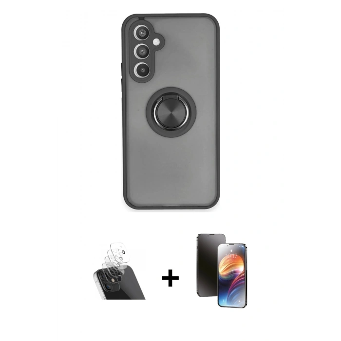 MARSİLYAN™- Galaxy A54 5G Kılıf Yörünge Çizgi - Siyah 3D Antistatik Mat Seramik Nano Ekran Koruyucu + Kamera Lens Koruma Cam - SF