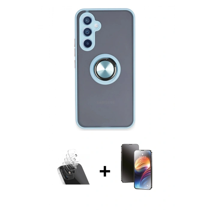 MARSİLYAN™- Galaxy A54 5G Kılıf Yörünge Çizgi - Siyah 3D Antistatik Mat Seramik Nano Ekran Koruyucu + Kamera Lens Koruma Cam - SF