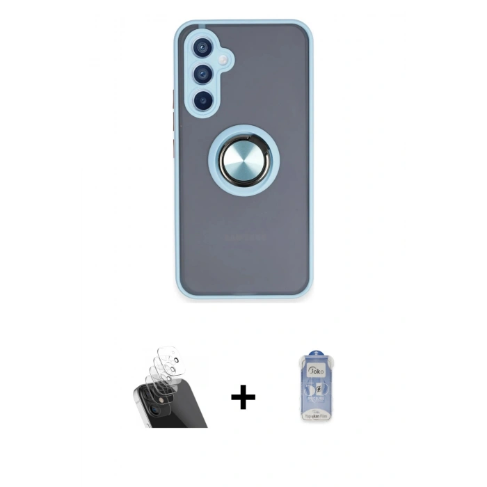 MARSİLYAN™- Galaxy A54 5G Kılıf Yörünge Çizgi - Siyah Joko Magic 5D Cam + Kamera Lens Koruma Cam - SF
