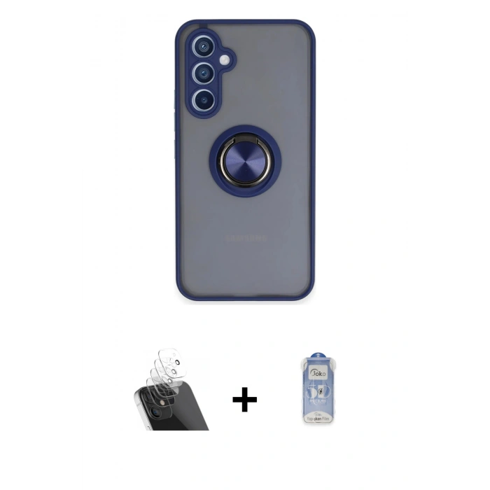 MARSİLYAN™- Galaxy A54 5G Kılıf Yörünge Çizgi - Siyah Joko Magic 5D Cam + Kamera Lens Koruma Cam - SF