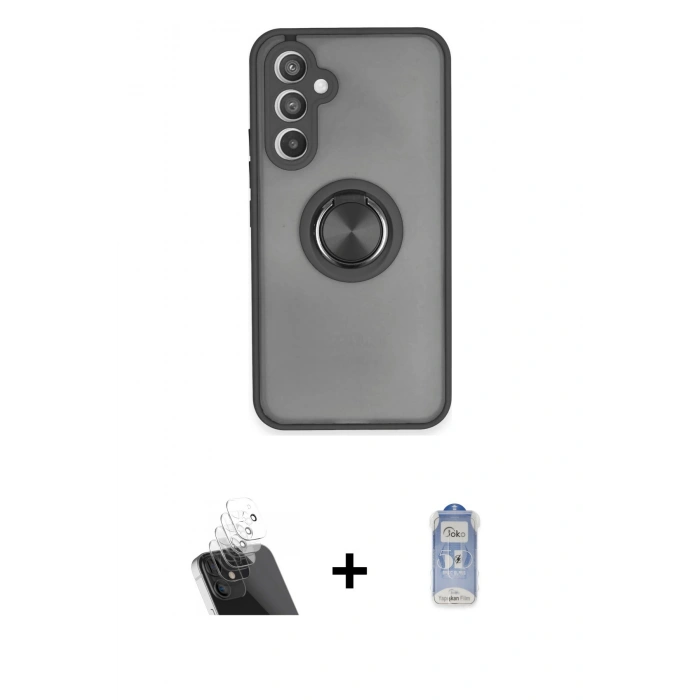 MARSİLYAN™- Galaxy A54 5G Kılıf Yörünge Çizgi - Siyah Joko Magic 5D Cam + Kamera Lens Koruma Cam - SF