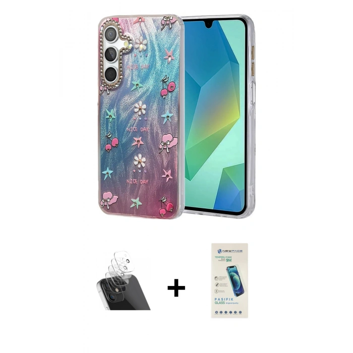 MARSİLYAN™- Galaxy A54 5G Kılıf Zirve Modern Prime - Şeffaf Pasifik Cam Ekran Koruyucu + Kamera Lens Koruma Cam - SF