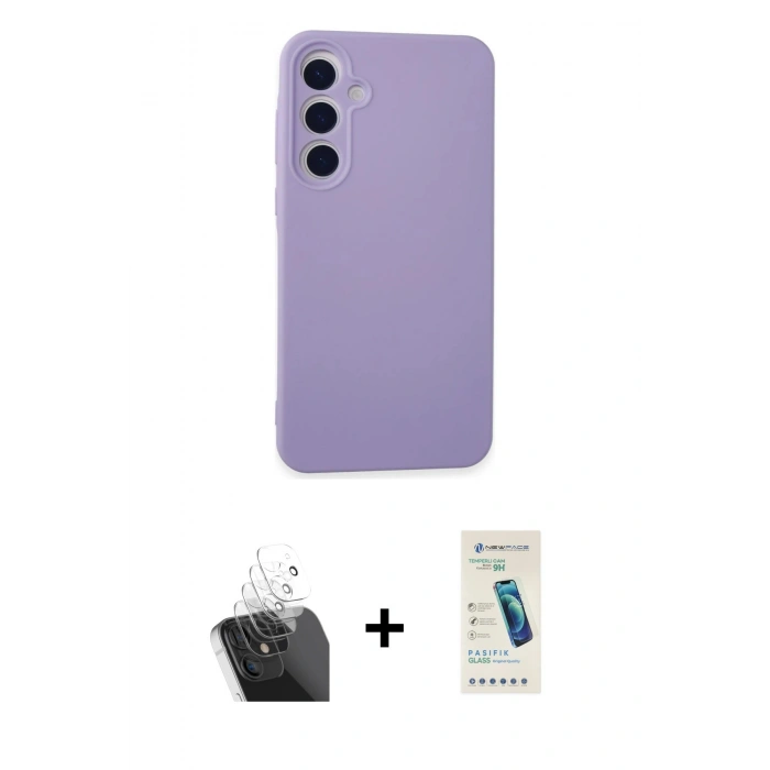 MARSİLYAN™- Galaxy A55 5G Kılıf Ahenk Serisi - Şeffaf Pasifik Cam Ekran Koruyucu + Kamera Lens Koruma Cam - SF
