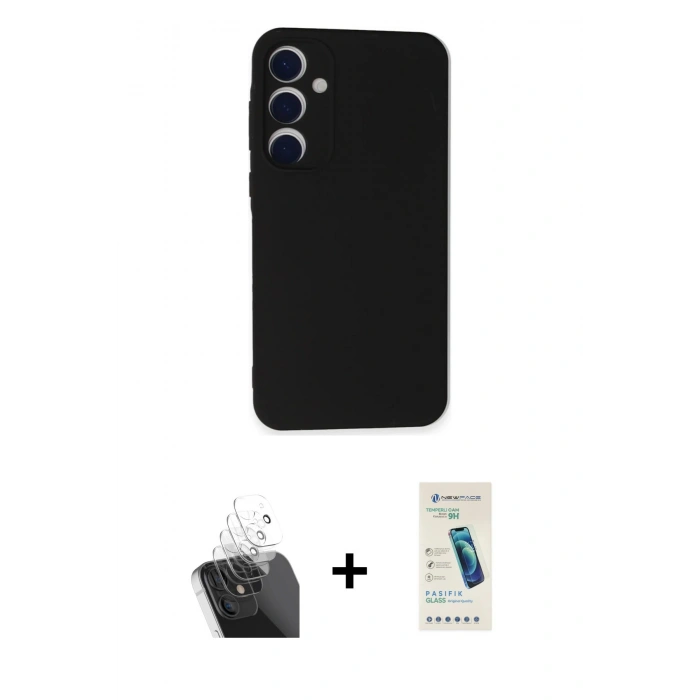 MARSİLYAN™- Galaxy A55 5G Kılıf Ahenk Serisi - Şeffaf Pasifik Cam Ekran Koruyucu + Kamera Lens Koruma Cam - SF