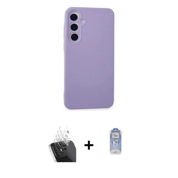 MARSİLYAN™- Galaxy A55 5G Kılıf Ahenk Serisi - Siyah Joko Magic 5D Cam + Şeffaf Kamera Lens Koruma Cam