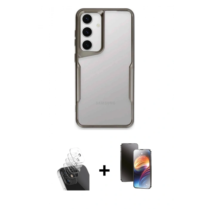 MARSİLYAN™- Galaxy A55 5G Kılıf Akış Çizgi Koleksiyonu - Siyah 3D Antistatik Mat Seramik Nano Ekran Koruyucu + Kamera Lens Koruma Cam - SF