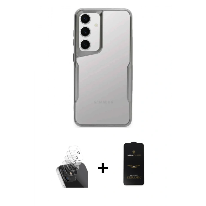 MARSİLYAN™- Galaxy A55 5G Kılıf Akış Çizgi Koleksiyonu - Siyah 6D Antistatik Mat Seramik Hayalet Nano Ekran Koruyucu + Kamera Lens Koruma Cam - SF