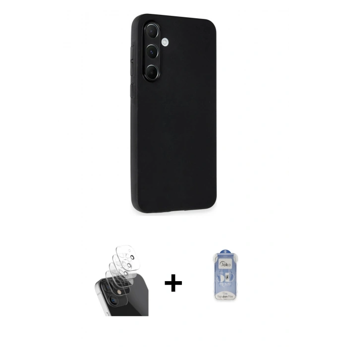 MARSİLYAN™- Galaxy A55 5G Kılıf Atlas Minimal Prime - Siyah Joko Magic 5D Cam + Kamera Lens Koruma Cam - SF