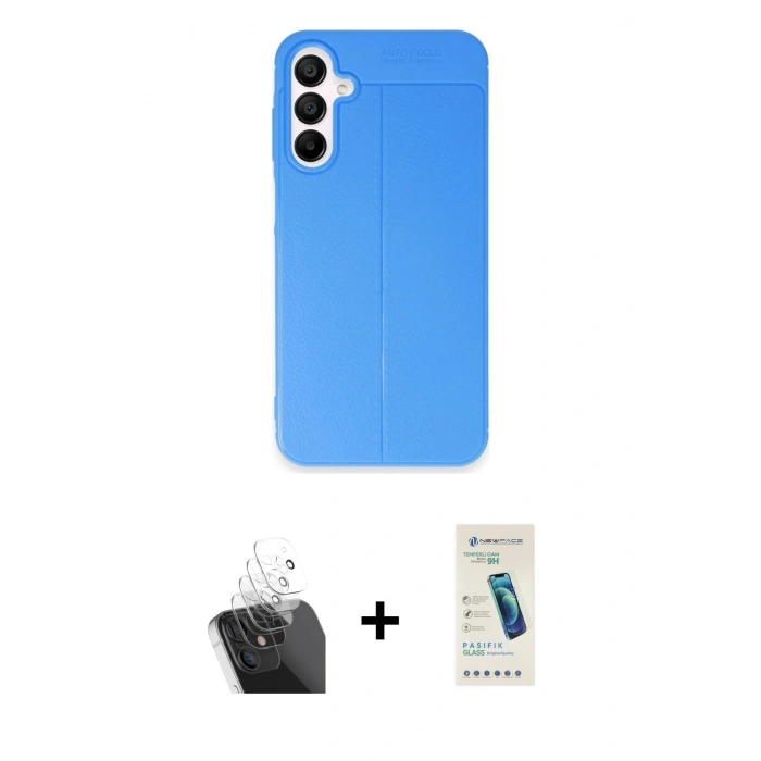 MARSİLYAN™- Galaxy A55 5G Kılıf Doruk Klasik Özel Seri - Şeffaf Pasifik Cam Ekran Koruyucu + Kamera Lens Koruma Cam - SF