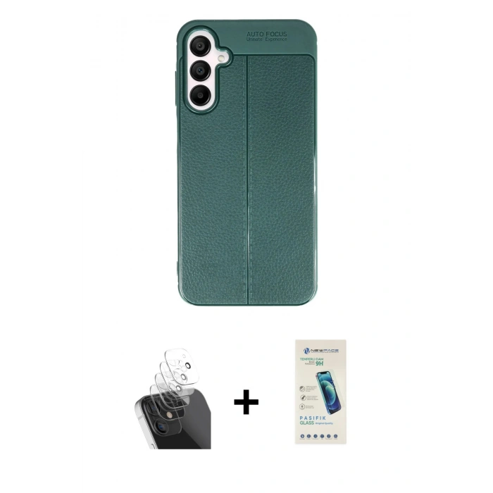 MARSİLYAN™- Galaxy A55 5G Kılıf Doruk Klasik Özel Seri - Şeffaf Pasifik Cam Ekran Koruyucu + Kamera Lens Koruma Cam - SF