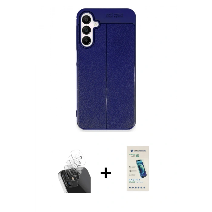 MARSİLYAN™- Galaxy A55 5G Kılıf Doruk Klasik Özel Seri - Şeffaf Pasifik Cam Ekran Koruyucu + Kamera Lens Koruma Cam - SF