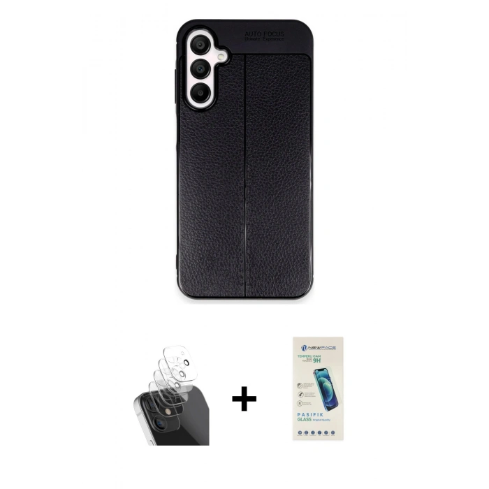 MARSİLYAN™- Galaxy A55 5G Kılıf Doruk Klasik Özel Seri - Şeffaf Pasifik Cam Ekran Koruyucu + Kamera Lens Koruma Cam - SF