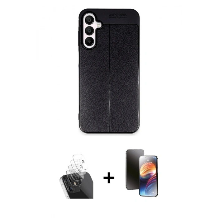 MARSİLYAN™- Galaxy A55 5G Kılıf Doruk Klasik Özel Seri - Siyah 3D Antistatik Mat Seramik Nano Ekran Koruyucu + Kamera Lens Koruma Cam - SF
