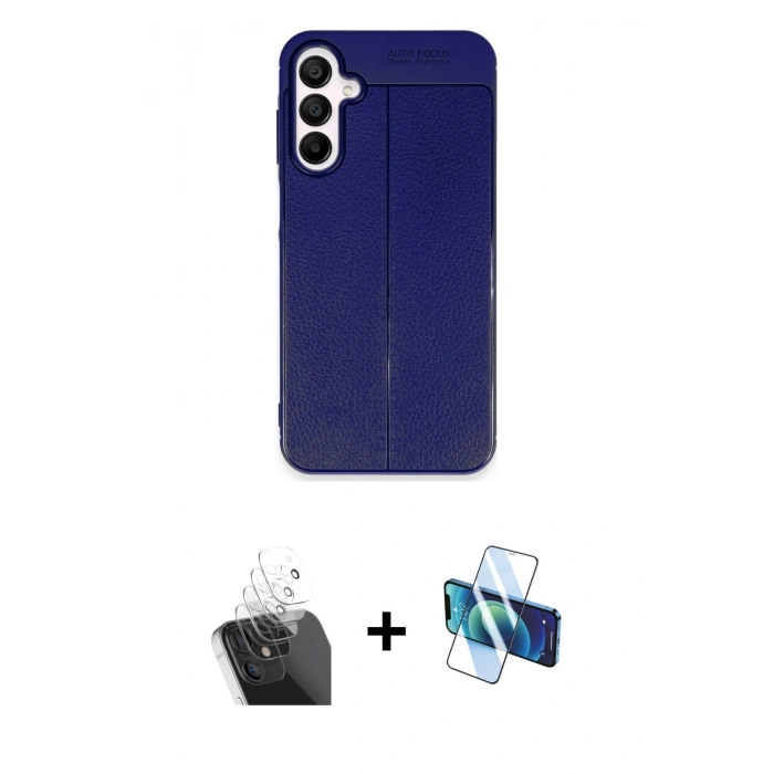 MARSİLYAN™- Galaxy A55 5G Kılıf Doruk Klasik Özel Seri - Siyah 3D Antistatik Seramik Nano Ekran Koruyucu + Kamera Lens Koruma Cam - SF