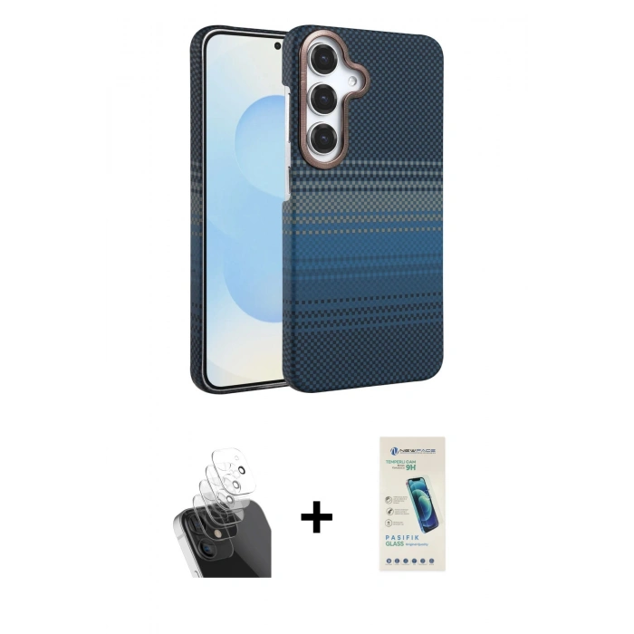 MARSİLYAN™- Galaxy A55 5G Kılıf Doruk Serisi - Şeffaf Pasifik Cam Ekran Koruyucu + Kamera Lens Koruma Cam - SF