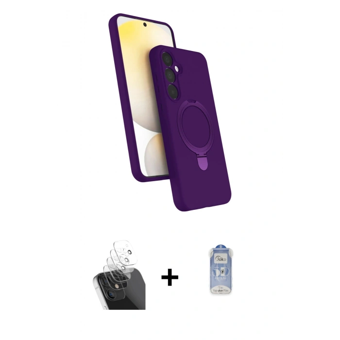 MARSİLYAN™- Galaxy A55 5G Kılıf İz Işık Koleksiyonu - Siyah Joko Magic 5D Cam + Kamera Lens Koruma Cam - SF