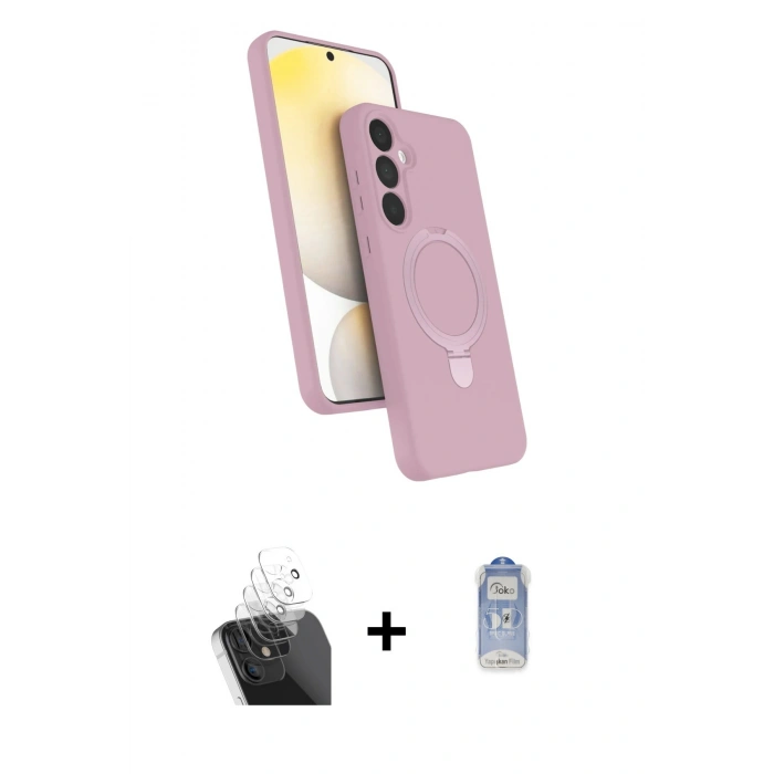 MARSİLYAN™- Galaxy A55 5G Kılıf İz Işık Koleksiyonu - Siyah Joko Magic 5D Cam + Kamera Lens Koruma Cam - SF