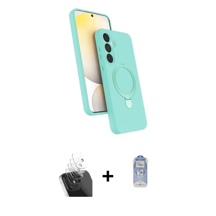 MARSİLYAN™- Galaxy A55 5G Kılıf İz Işık Koleksiyonu - Siyah Joko Magic 5D Cam + Kamera Lens Koruma Cam - SF