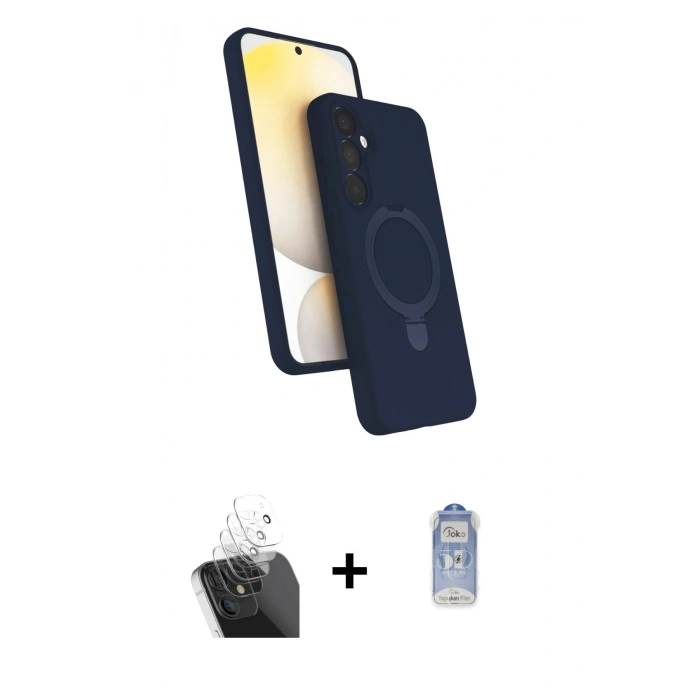 MARSİLYAN™- Galaxy A55 5G Kılıf İz Işık Koleksiyonu - Siyah Joko Magic 5D Cam + Kamera Lens Koruma Cam - SF