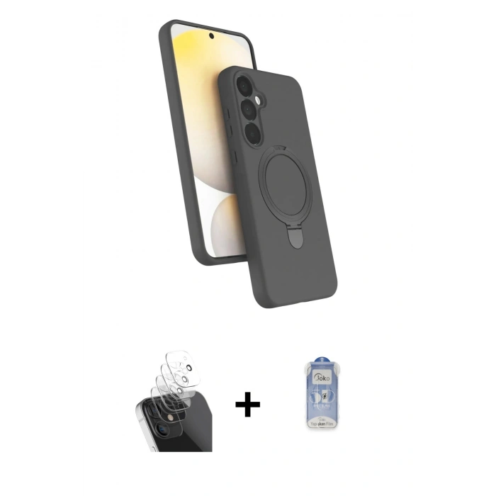 MARSİLYAN™- Galaxy A55 5G Kılıf İz Işık Koleksiyonu - Siyah Joko Magic 5D Cam + Kamera Lens Koruma Cam - SF