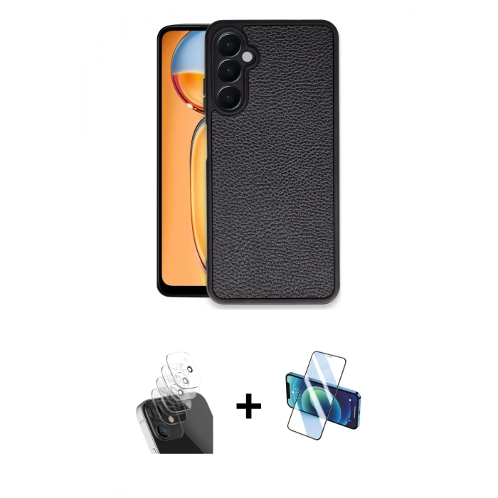 MARSİLYAN™- Galaxy A55 5G Kılıf Kıvılcım Işık Serisi - Siyah 3D Antistatik Cam Ekran Koruyucu + Kamera Lens Koruma Cam - SF