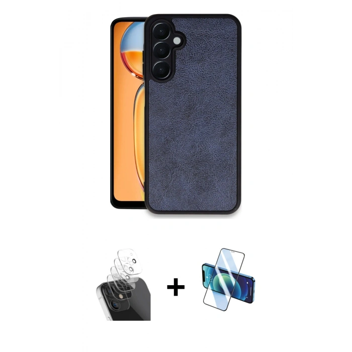 MARSİLYAN™- Galaxy A55 5G Kılıf Kıvılcım Işık Serisi - Siyah 3D Antistatik Cam Ekran Koruyucu + Kamera Lens Koruma Cam - SF