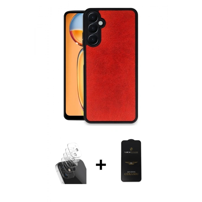 MARSİLYAN™- Galaxy A55 5G Kılıf Kıvılcım Işık Serisi - Siyah 6D Antistatik Mat Seramik Hayalet Nano Ekran Koruyucu + Kamera Lens Koruma Cam - SF