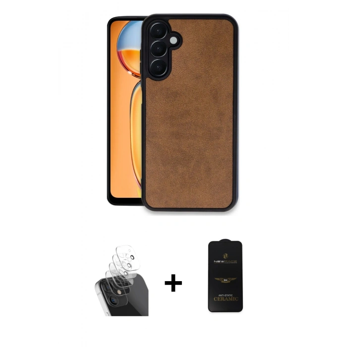 MARSİLYAN™- Galaxy A55 5G Kılıf Kıvılcım Işık Serisi - Siyah 6D Antistatik Mat Seramik Hayalet Nano Ekran Koruyucu + Kamera Lens Koruma Cam - SF