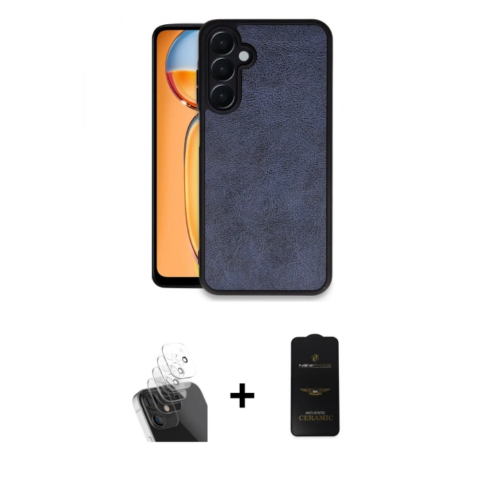 MARSİLYAN™- Galaxy A55 5G Kılıf Kıvılcım Işık Serisi - Siyah 6D Antistatik Mat Seramik Hayalet Nano Ekran Koruyucu + Kamera Lens Koruma Cam - SF