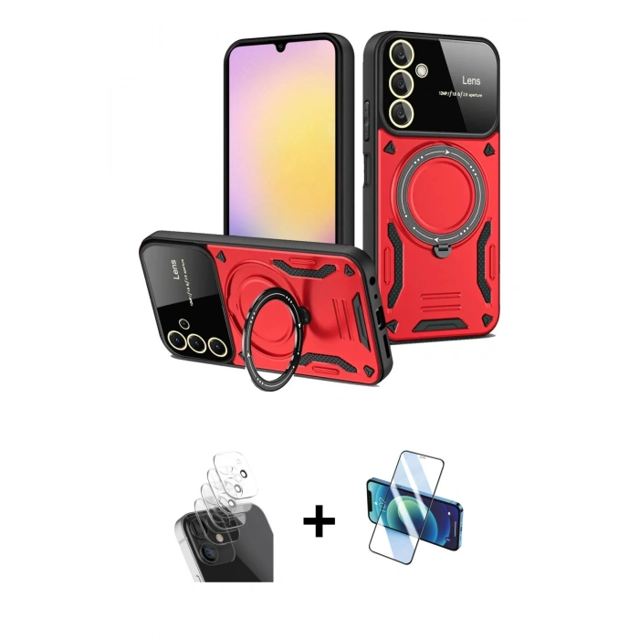 MARSİLYAN™- Galaxy A55 5G Kılıf Kıvılcım Modern Serisi - Siyah 3D Antistatik Seramik Nano Ekran Koruyucu + Kamera Lens Koruma Cam - SF