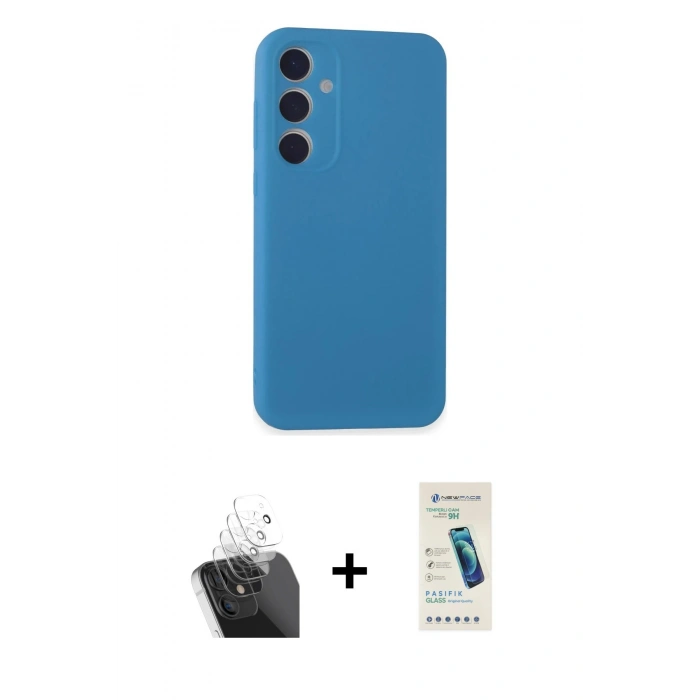 MARSİLYAN™- Galaxy A55 5G Kılıf Kozmos Yansıma Özel Seri - Şeffaf Pasifik Cam Ekran Koruyucu + Kamera Lens Koruma Cam - SF