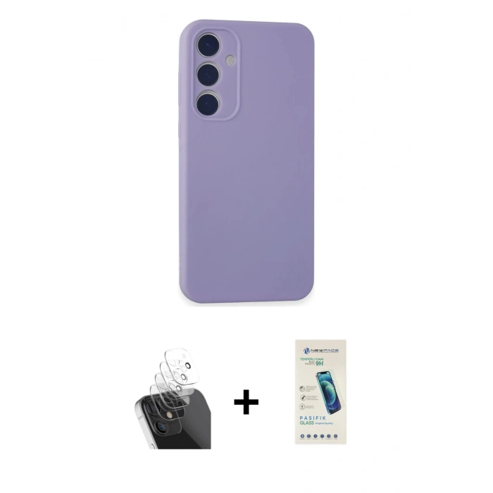 MARSİLYAN™- Galaxy A55 5G Kılıf Kozmos Yansıma Özel Seri - Şeffaf Pasifik Cam Ekran Koruyucu + Kamera Lens Koruma Cam - SF