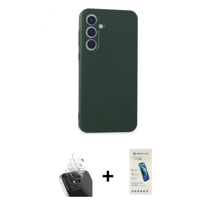 MARSİLYAN™- Galaxy A55 5G Kılıf Kozmos Yansıma Özel Seri - Şeffaf Pasifik Cam Ekran Koruyucu + Kamera Lens Koruma Cam - SF
