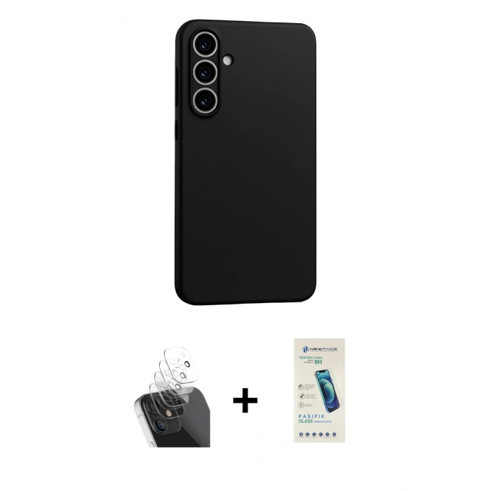 MARSİLYAN™- Galaxy A55 5G Kılıf Kozmos Yansıma Özel Seri - Şeffaf Pasifik Cam Ekran Koruyucu + Kamera Lens Koruma Cam - SF